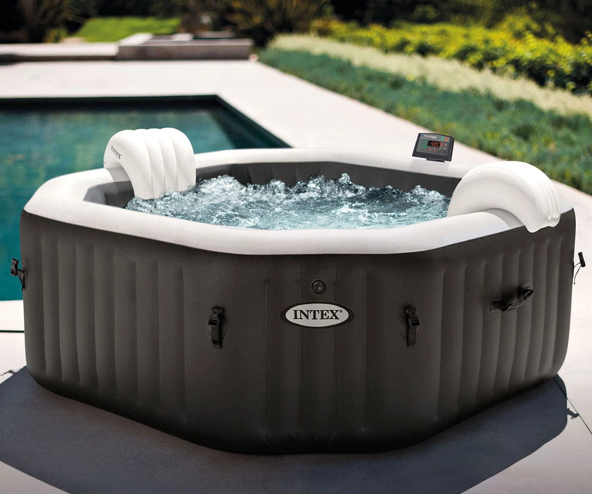 Надуваемo джакузи с водни и въздушни струи INTEX 28458 PureSpa Bubble Deluxe, тъмно сиво – снимка 5