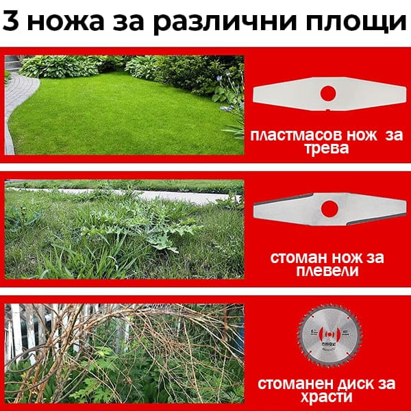 Немски Акумулаторен Тример WerkBull /36V 8Ah/ Косачка за Трева с 2бр батерии + 7 подаръка – снимка 7