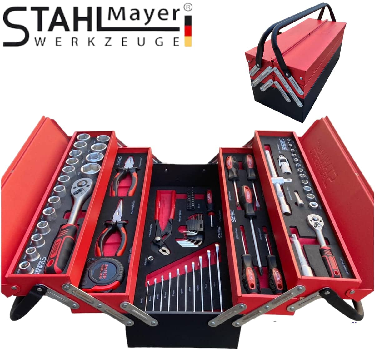Метален Куфар Кутия с Инструменти 86 части STAHLМAYER – снимка 4