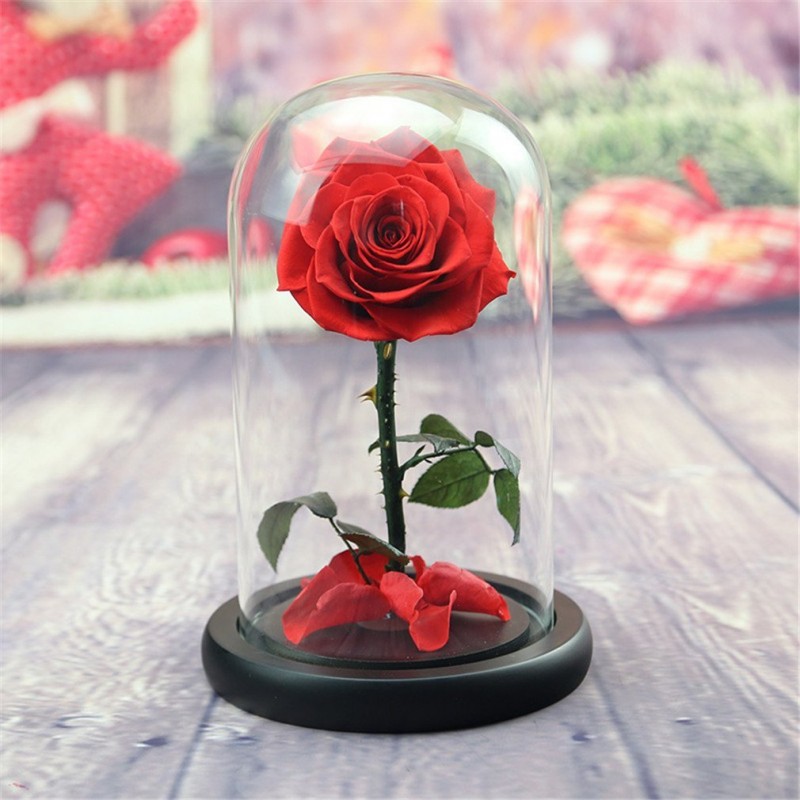 Истинска роза в стъкленица