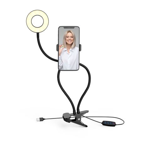 LED ринг лампа със стойка за телефон NR9102, 9см, 10W