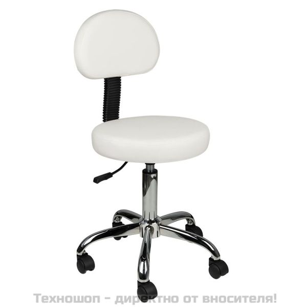 Козметичен стол с облегалка - бял AM-9934