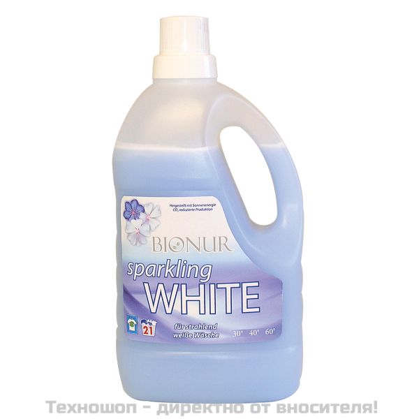 Течен перилен препарат за блестящо бяло пране - Bionur, 1500мл.