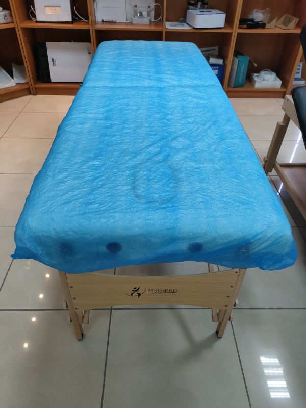 Еднократни чаршафи за масажна кушетка с ластик, CPE, 55g