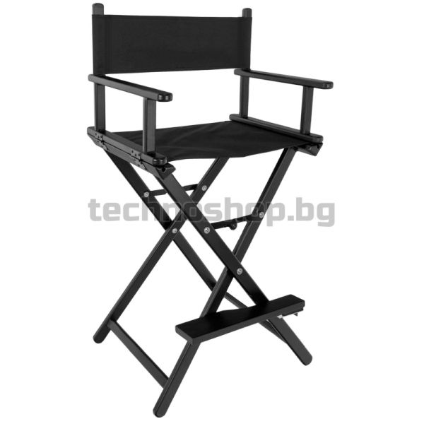 Козметичен алуминиев стол с опора за главата - черен Glamour