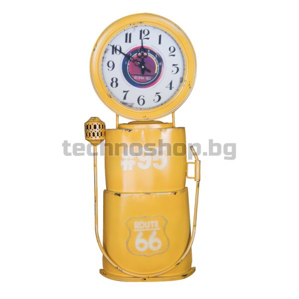 Декоративен часовник бензинова колонка - жълт