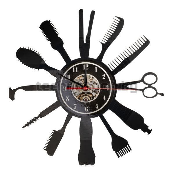 Часовник с декорация комплект фризьорски инструменти