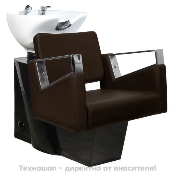 Фризьорски стол с апарат за измиване на коса - кафяв Gabbiano Vilnius