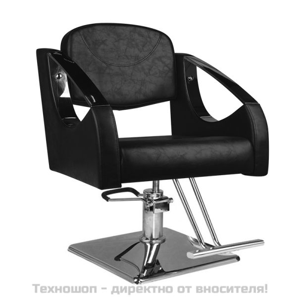 Фризьорски стол - черен Hair System SM308 