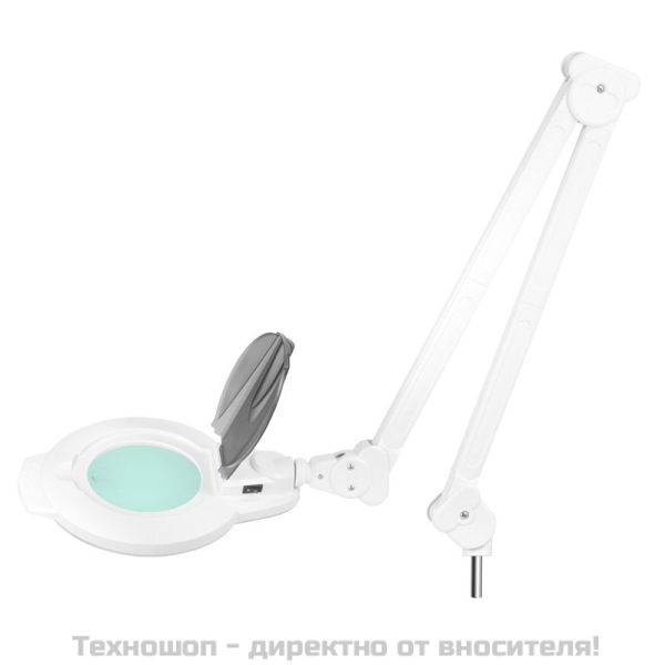 Лампа лупа с 5 и 8 диоптра на държач с винт - бяла Azzurro H6001L