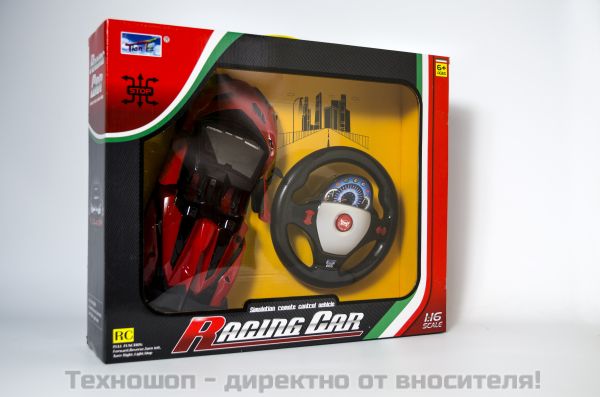 Кола с радио контрол  Lamborghini 1:16 + презареждащи се батерии (червена) 
