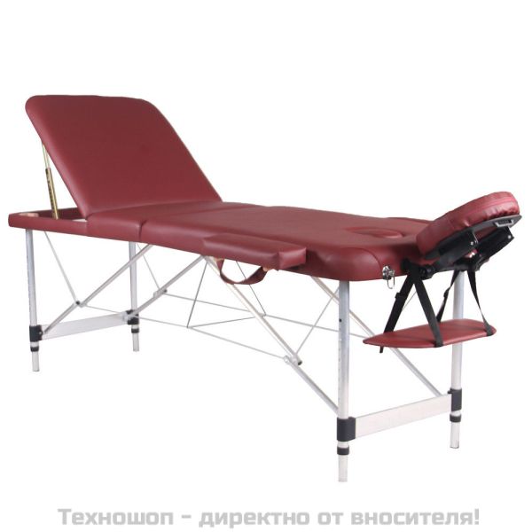 Трисекторна алуминиева масажна кушетка  MSG-PRO - Винено-червена