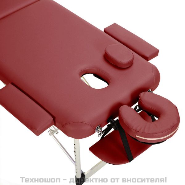 Трисекторна алуминиева масажна кушетка  MSG-PRO - Винено-червена