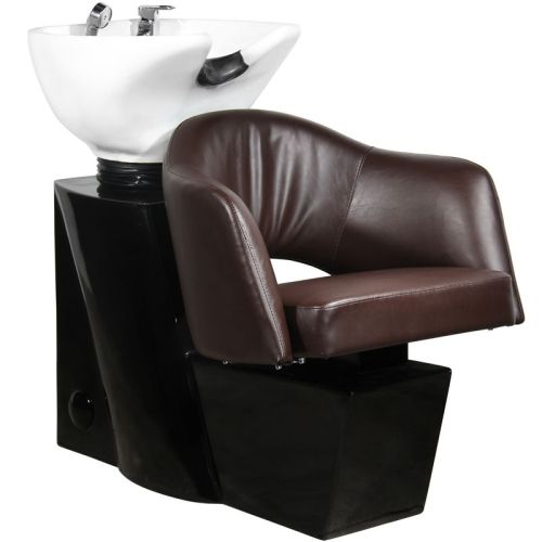 Фризьорски стол със система за измиване на коса - кафяв Gabbiano Lisbon