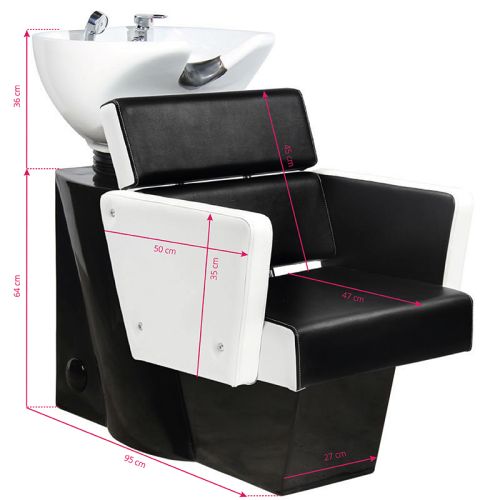 Фризьорски стол със система за измиване на коса - бял/черен Gabbiano Dublin