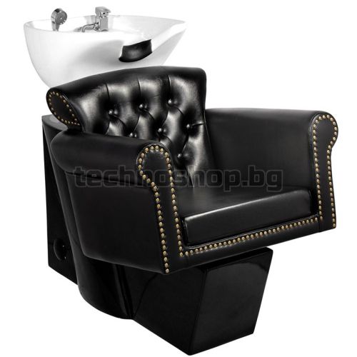 Фризьорски стол със система за измиване на коса - черен Gabbiano Berlin