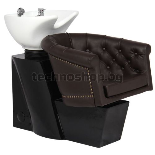 Фризьорски стол със система за измиване на коса - кафяв Gabbiano London
