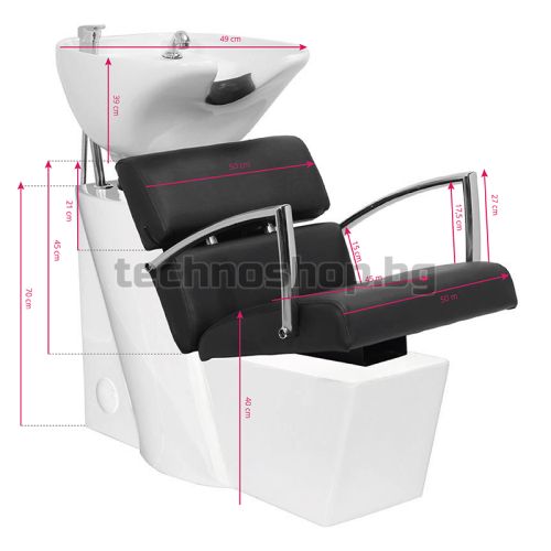 Фризьорски стол със система за измиване на коса - черен Gabbiano Brussel