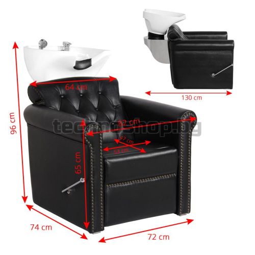 Фризьорски стол със система за измиване на коса - черно Gabbiano Berlin Lux