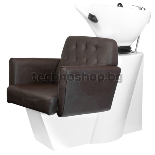 Фризьорски стол с апарат за измиване на коса - кафяв Gabbiano Hamburg