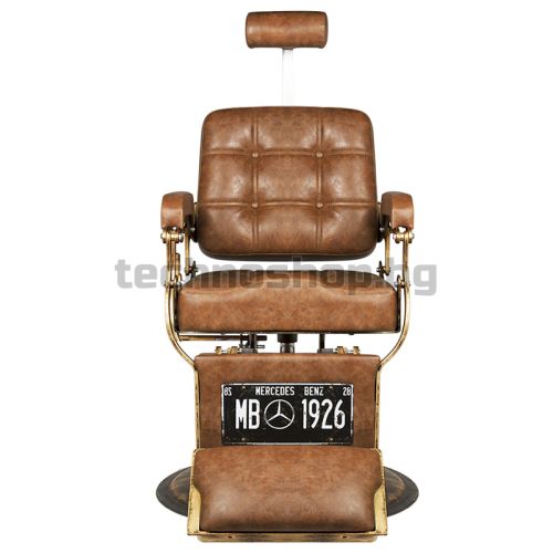 Бръснарски стол - стара светло кафява кожа Gabbiano Boss