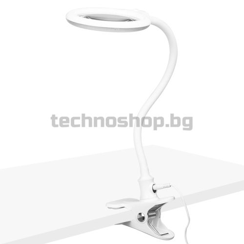 Лампа лупа с основа и клип за бюро - бяла Elegante 2014-2R 30 LED SMD 5D 