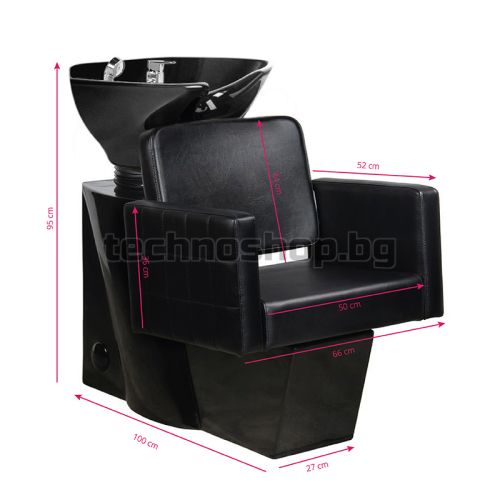 Фризьорски стол с апарат за измиване на коса - черен Gabbiano Ankara