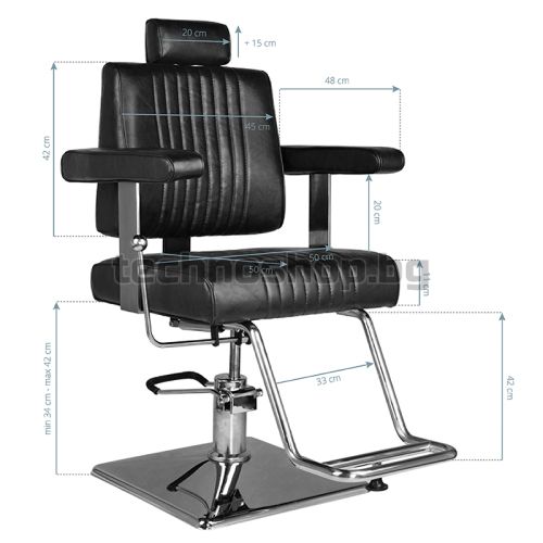 Бръснарски стол - черен Hair System SM185 