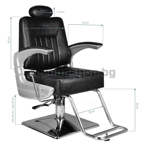 Бръснарски стол - черен Hair System SM182 