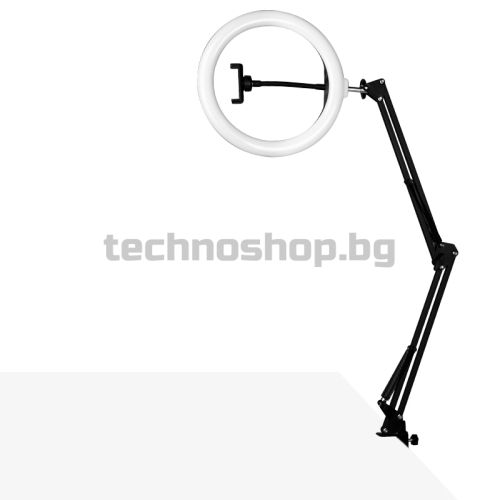 Кръгла LED лампа с държач  - черна 10" 8W
