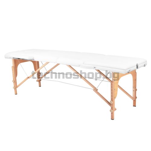 Сгъваема дървена масажна кушетка с 3 секции - бяла 