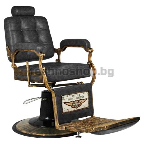 Бръснарски стол - стара черна кожа Gabbiano Boss HD