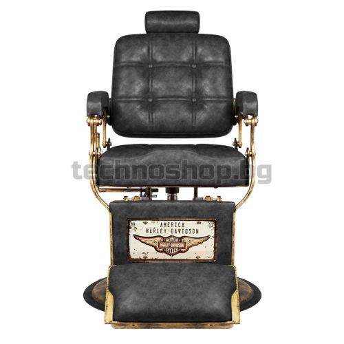 Бръснарски стол - стара черна кожа Gabbiano Boss HD