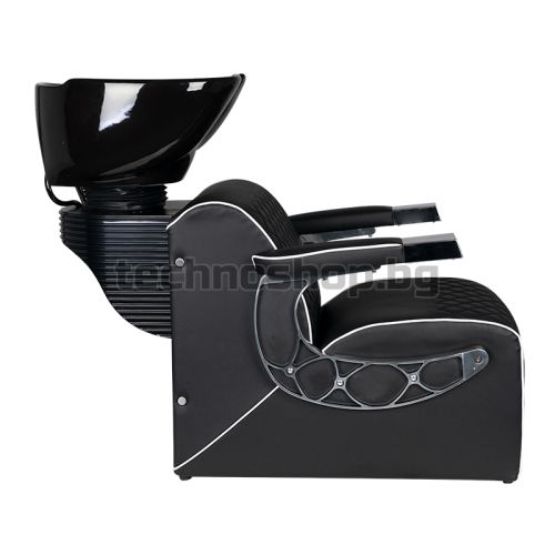 Бръснарски стол със система за измиване - черен Gabbiano Simone