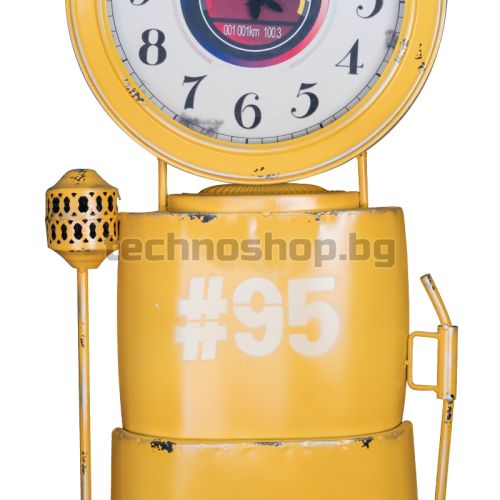 Декоративен часовник бензинова колонка - жълт
