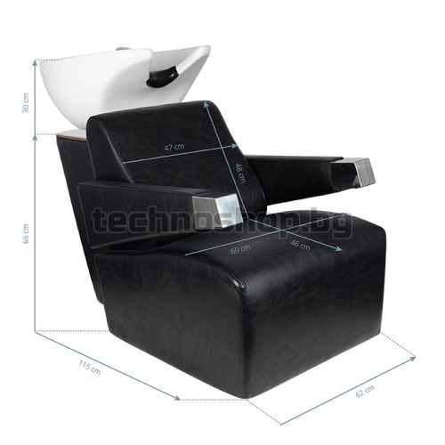 Стол със система за измиване на косата - черен Hair System HSB78
