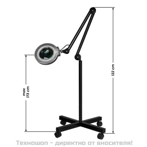 Лампа лупа + поставка - черна S4