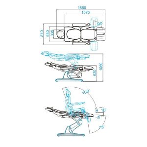 Електрически козметичен стол с 3 мотора - сив Azzurro 870S Pedi