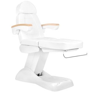 Електрически козметичен стол с 3 мотора - бял/бук Lux