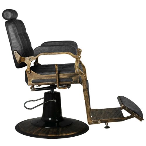 Бръснарски стол - стара черна кожа Gabbiano Boss MB