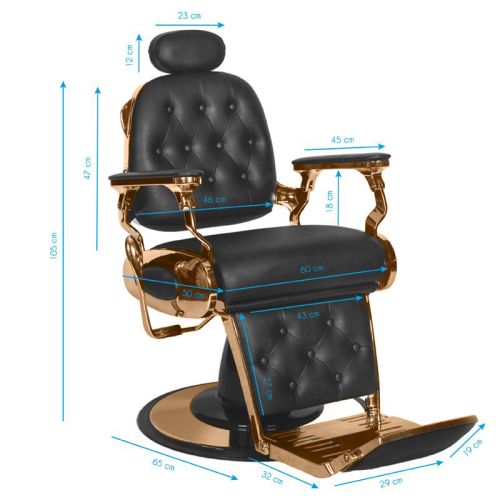 Бръснарски стол - от мед черен Gabbiano Francesco