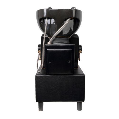 Бръснарски стол със система за измиване - стара черна кожа Gabbiano Boss