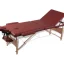 Red Foldable Massage Table 3 Zones with Wooden Frame