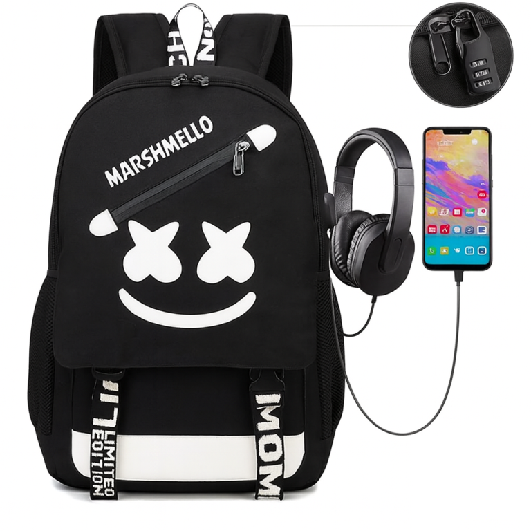 светеща ученическа раница marshmello
