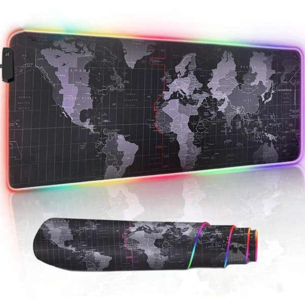 Светеща компютърна подложка с RGB осветление – World Map - 3