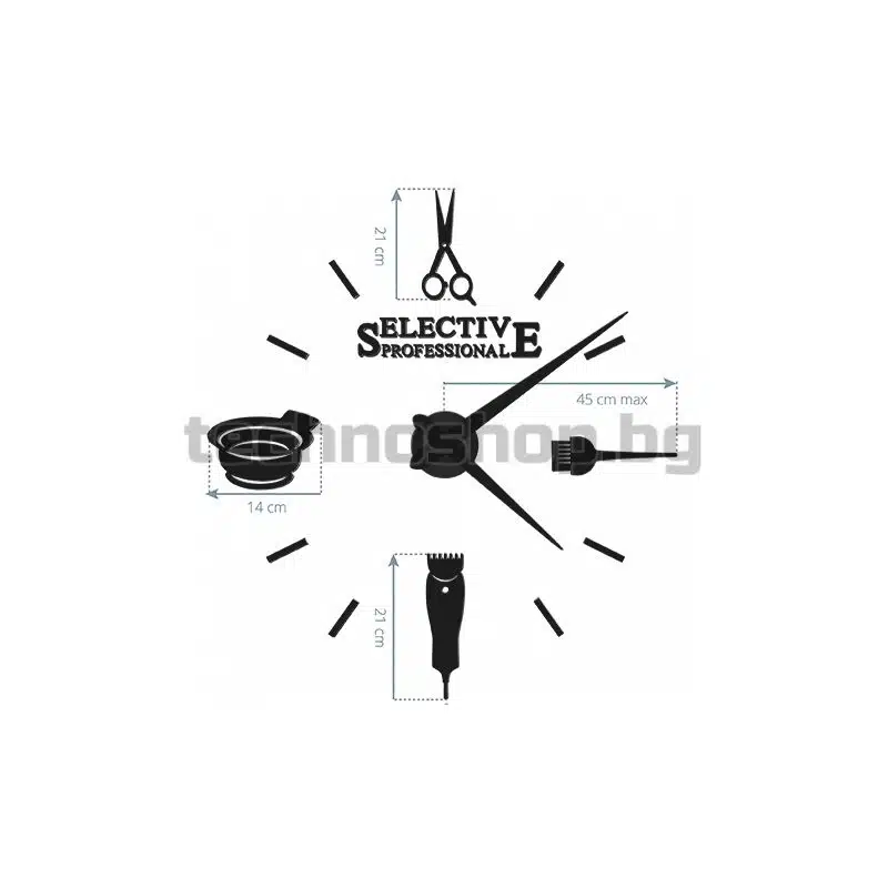 Часовник с декорация фризьорски инструменти Часовник с декорация фризьорски инструменти