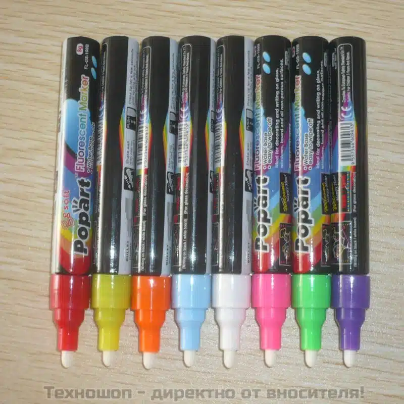 КОМПЛЕКТ МАРКЕРИ ЗА ПИСАНЕ ВЪРХУ СВЕТЛИННО LED РЕКЛАМНО ТАБЛО КОМПЛЕКТ МАРКЕРИ ЗА ПИСАНЕ ВЪРХУ СВЕТЛИННО LED РЕКЛАМНО ТАБЛО