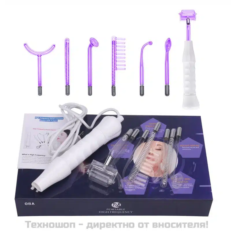 Дарсонвал със 7 приставки с неонов и аргонов газ Дарсонвал със 7 приставки с неонов и аргонов газ