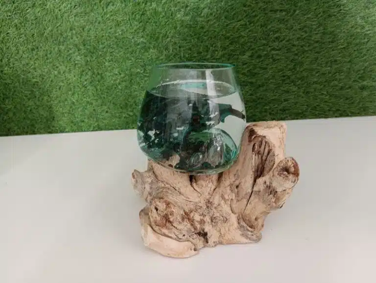 СТЪКЛЕНА ВАЗА ВЪРХУ ДЪРВО - ОБЛА