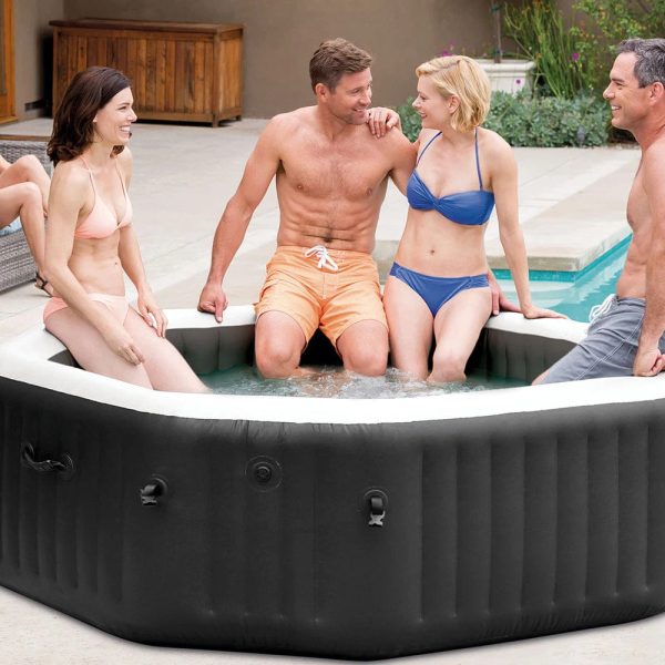 Надуваемo джакузи с водни и въздушни струи INTEX 28458 PureSpa Bubble Deluxe, тъмно сиво - 1